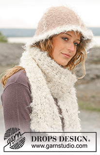 DROPS 109-20 - Completo formato da: Cappello DROPS infeltrito in 2 capi di ”Alpaca” con bordo all’uncinetto in ”Puddel” e sciarpa in ”Puddel”.