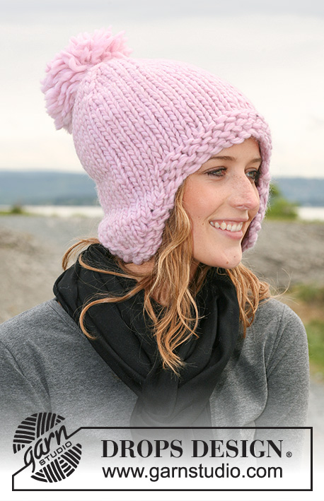 Belle Marie / DROPS 109-4 - Juego que comprende:  Calentador de cuello en punto arroz con resorte en 1 hilo “Snow” ó 1 hilo “Polaris” y Gorro DROPS en 2 hilos “Snow” ó 1 hilo “Polaris”.