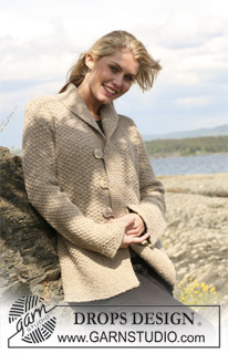 DROPS 109-41 - DROPS jacket in double moss st in ”Angora-Tweed”. Size S - XXXL.