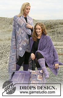 Orchid Warmth / DROPS 109-61 - Blanket in lace pattern in 2 threads DROPS Alpaca and Socks in double moss st in DROPS Fabel and Alpaca.