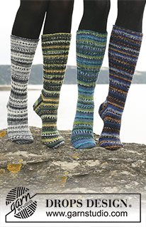 Pippi Jumps / DROPS 110-31 - Long DROPS socks in ”Fabel” with foot in rib or stockinette st. 