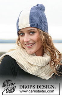 Wear Your Colours / DROPS 110-49 - DROPS hats with flags in ”Karisma”, worked from side to side. Yarn alternative ”Merino”. Scarf in ”Alaska”.