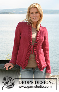 Cherry Pie / DROPS 110-6 - Suéter DROPS con bordes ondulados en 2 hilos “Alpaca”.  Talla S – XXXL.