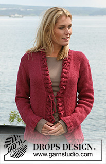 Cherry Pie / DROPS 110-6 - Suéter DROPS con bordes ondulados en 2 hilos “Alpaca”.  Talla S – XXXL.