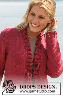 Cherry Pie / DROPS 110-6 - Suéter DROPS con bordes ondulados en 2 hilos “Alpaca”.  Talla S – XXXL.