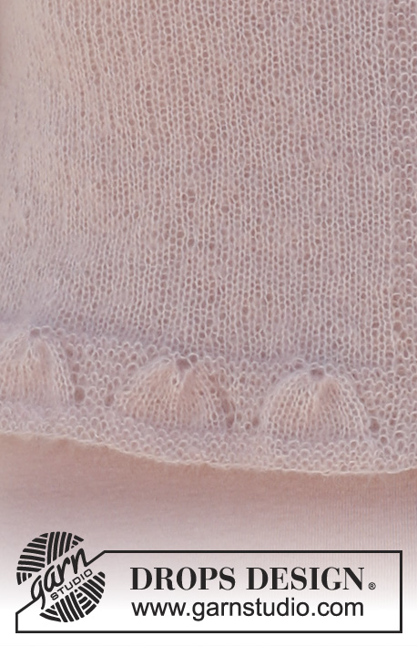 Sweet Almonds / DROPS 111-13 - Knitted DROPS jacket with round yoke in ”Kid Silk”. Size S - XXXL.
