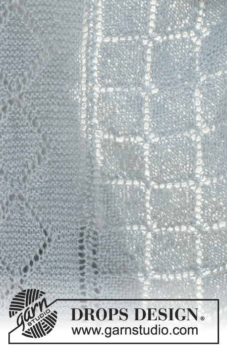 Just Jade / DROPS 111-17 - DROPS shawl in garter st with lace pattern in ”Alpaca” and “Kid-Silk”. 