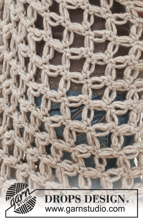 Beautiful Catch / DROPS 111-40 - Crochet DROPS blanket with love knots in 2 threads ”Snow”.