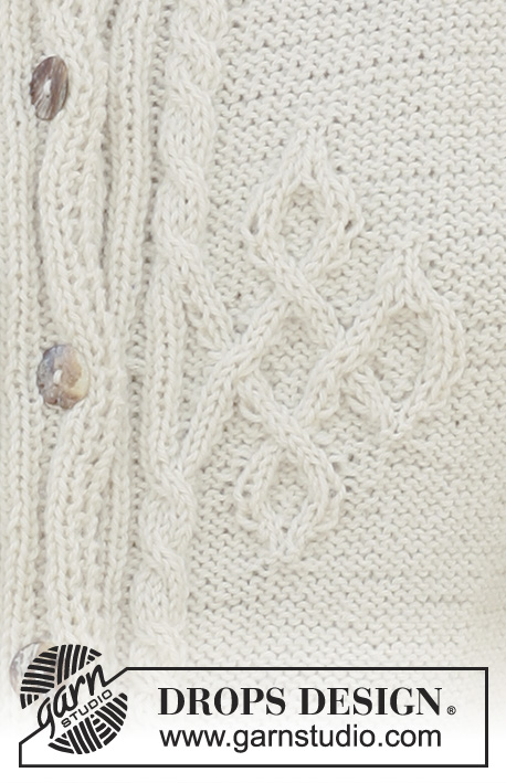 Felicia / DROPS 112-19 - Knitted DROPS jacket with ”Viking-cables” in ”Classic Alpaca”, Puna or Muskat. Size S - XXXL.