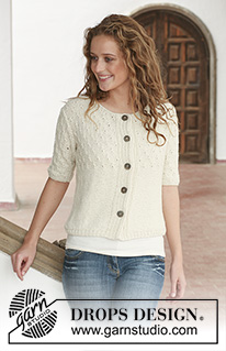 Country Love / DROPS 112-21 - DROPS Kofta med strukturmönster i ”Silke-Alpaca” eller Bomull-Lin
Stl S - XXXL.