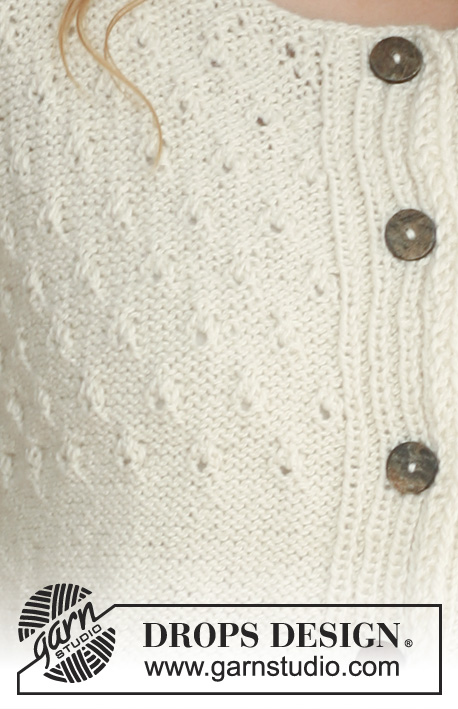 Country Love / DROPS 112-21 - DROPS Kofta med strukturmönster i ”Silke-Alpaca” eller Bomull-Lin
Stl S - XXXL.