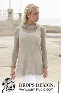 Matin Tendre / DROPS 112-24 - Tunika i DROPS Lin eller DROPS Belle. 
Strl S - XXXL.