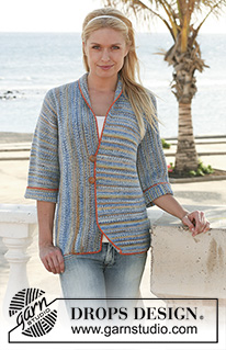 Ocean Shore / DROPS 112-36 - DROPS jacket in garter st in ”Fabel”. Knitted in 2 pieces with different knitting directions. Size S - XXXL.