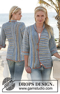 Ocean Shore / DROPS 112-36 - DROPS jacket in garter st in ”Fabel”. Knitted in 2 pieces with different knitting directions. Size S - XXXL.