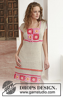 Crazy in Love / DROPS 113-1 - DROPS kjole i ”Muskat” med hekleruter.
Str S til XXXL.
