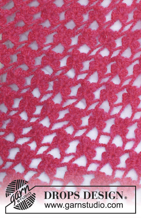 Granada / DROPS 113-26 - Hæklet DROPS sjal med indføjet blomstermønster i ”Alpaca” eller BabyAlpaca Silk og ”Vivaldi”.