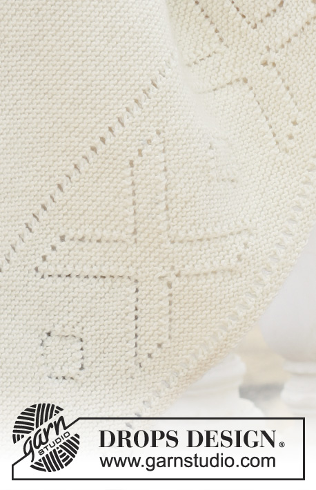 Kiss You All Over / DROPS 113-35 - In Kraussrippe gestricktes DROPS Tuch mit Lochmuster in ”Merino extra fine” und ”Kid Silk”.