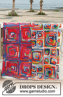 Crayon Box 2 / DROPS 113-37 - Hæklet DROPS tæppe i ”Muskat Soft”.