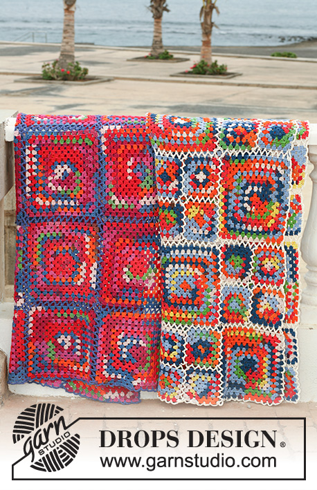 Crayon Box 2 / DROPS 113-37 - Hæklet DROPS tæppe i ”Muskat Soft”.