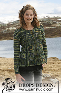 Forest Emeralds / DROPS 114-1 - DROPS jacket with squares in ”Fabel”. Size S – XXXL.