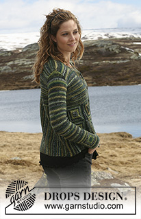 Forest Emeralds / DROPS 114-1 - DROPS jacket with squares in ”Fabel”. Size S – XXXL.