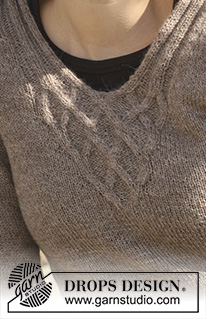 Viking Knots / DROPS 114-8 - DROPS jumper with cables in ”Alpaca” with 3/4 sleeves or long sleeves. 
Size S - XXXL.
