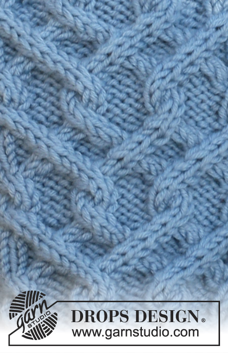 DROPS 115-13 - DROPS lue og vanter i ”Merino Extra Fine” med flettemønster.