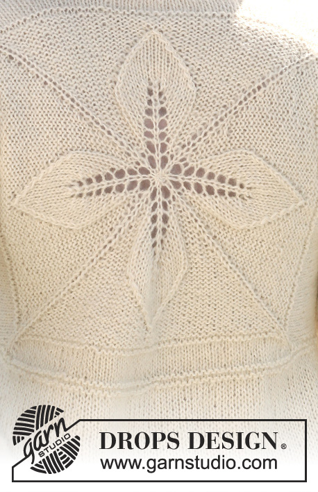 Star Gazer / DROPS 115-3 - DROPS jacket in stockinette st with pattern on back piece in ”Alpaca” and ” Vivaldi”. Worked in different knitting directions. Size S - XXXL.