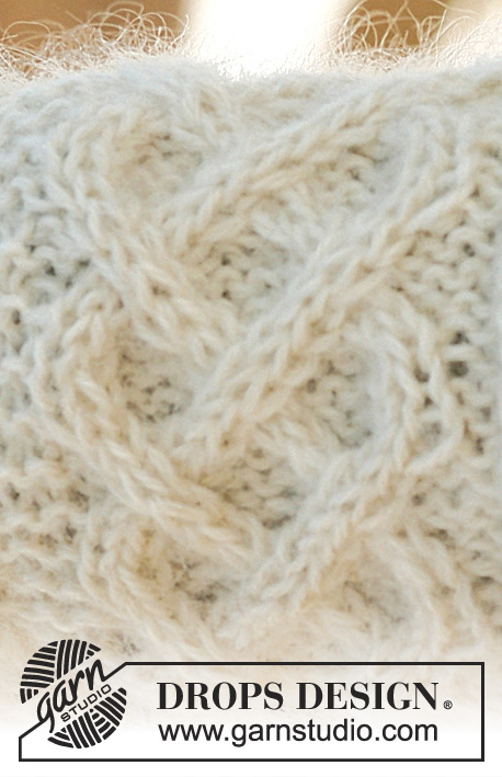Twine Love Mittens / DROPS 115-33 - DROPS mittens in ”Alpaca” and ”Kid-Silk” with garter st, cables and bobbles.  