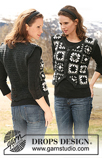 Licorice Squares Vest / DROPS 115-37 - Heklet DROPS vest i ”Karisma” med bestemor-ruter.  Str S til XXXL.