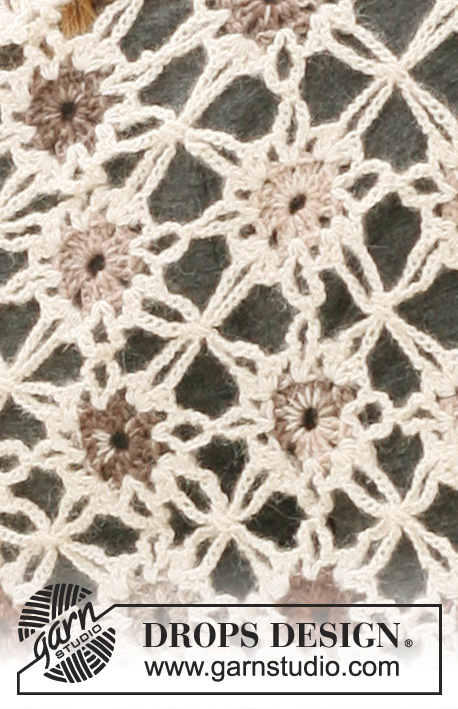 Frosted Flowers / DROPS 115-6 - Crochet DROPS Shawl in ”Alpaca” and ”Fabel”.