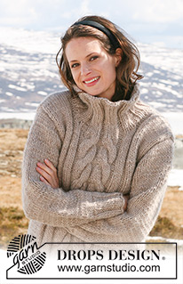 Admiral's Braid / DROPS 116-38 - DROPS tunic in ”Snow” with cables mid front. Size S to XXXL. 