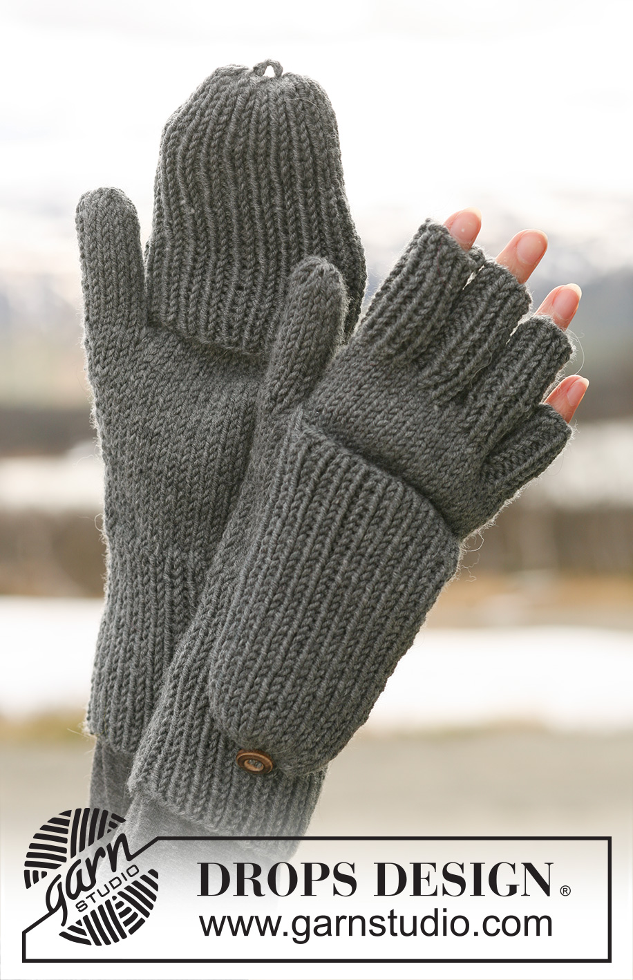 Nesting Fingers / DROPS 117-26 - DROPS gloves with flap in ”Merino Extra Fine”. 