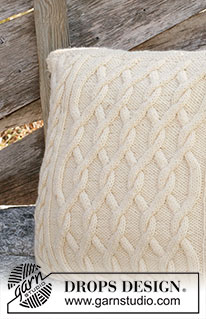 Cabled Dreams / DROPS 117-48 - Knitted DROPS cushion cover with cables in ”Alaska”. 