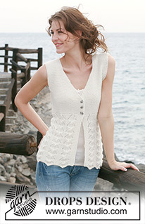 Frilly Julliet / DROPS 118-18 - Knitted DROPS sleeveless top in garter st and lace pattern in  ”Alpaca”. Size S-XXXL.