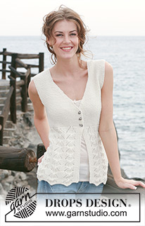 Frilly Julliet / DROPS 118-18 - Knitted DROPS sleeveless top in garter st and lace pattern in  ”Alpaca”. Size S-XXXL.