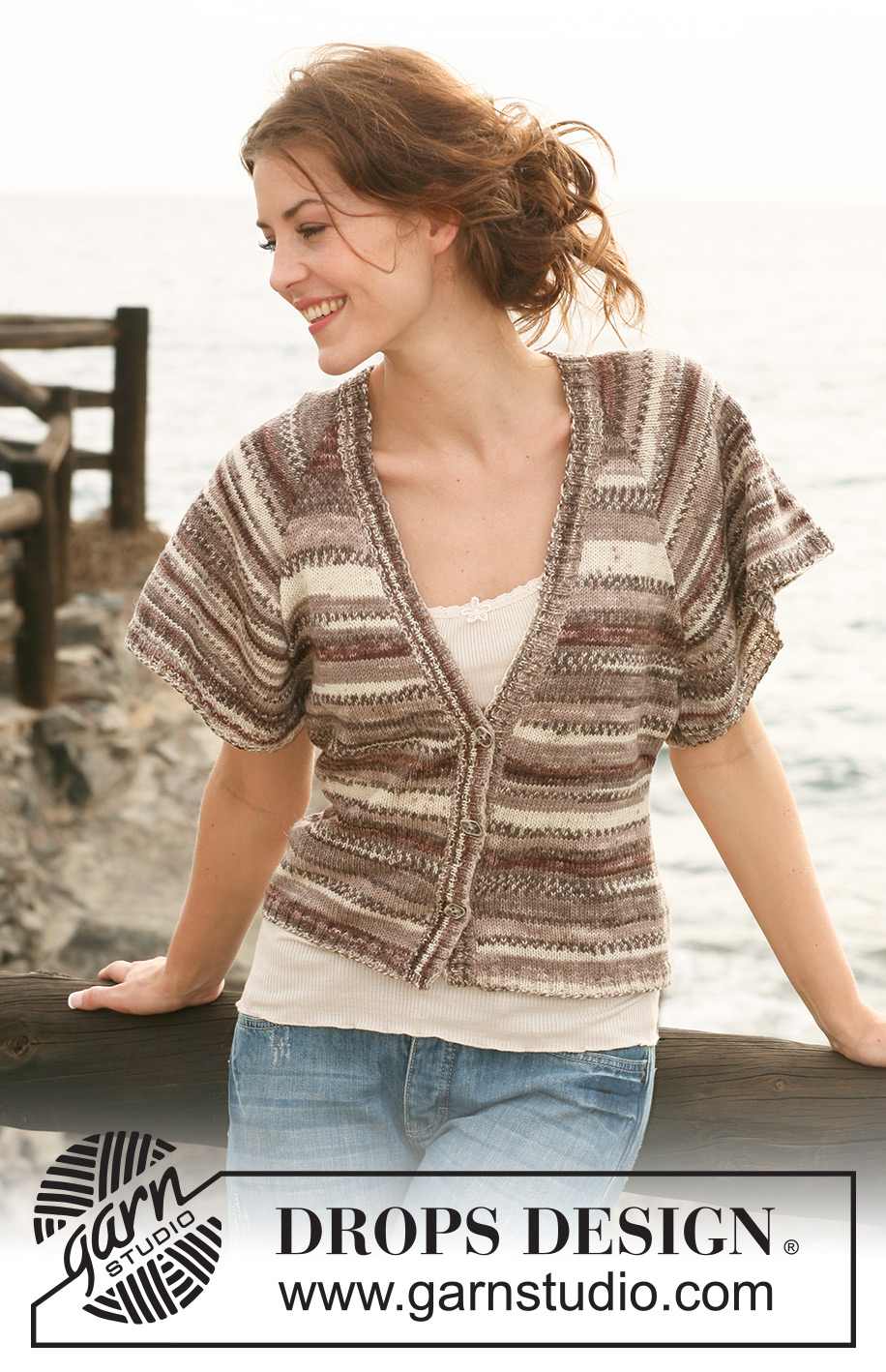 Kline / DROPS 118-37 - DROPS jacket in stockinette st with short, wide sleeves and raglan in ”Fabel”. Size S-XXXL. 