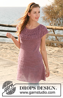 Purple Haze / DROPS 118-5 - DROPS tunika i ”Lin” med rynkmönster på oket. Strl S till XXXL.
