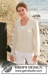Sunset Lace / DROPS 118-7 - Chaqueta de punto DROPS con patrón de calados en 2 hilos “Alpaca”.  Talla S-XXXL.