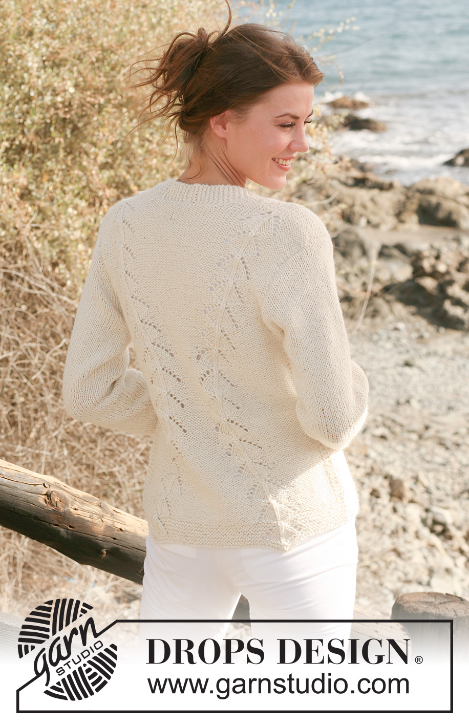 Sunset Lace / DROPS 118-7 - Chaqueta de punto DROPS con patrón de calados en 2 hilos “Alpaca”.  Talla S-XXXL.