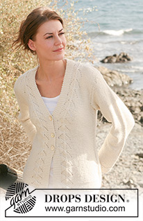 Sunset Lace / DROPS 118-7 - Chaqueta de punto DROPS con patrón de calados en 2 hilos “Alpaca”.  Talla S-XXXL.