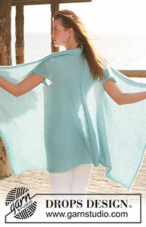 Fly Away / DROPS 119-1 - Saco largo DROPS con mangas cortas, tejido de lado a lado en Alpaca y Vivaldi o Brushed Alpaca Silk. Talla S – XXXL.