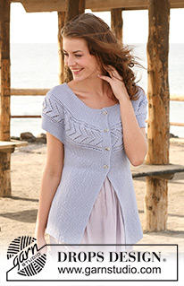 Chevron Elegance Cardigan / DROPS 119-10 - Sidelengsstrikket DROPS jakke med hullmønster i ”Merino Extra Fine”. Str S - XXXL.