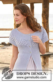 Chevron Elegance Cardigan / DROPS 119-10 - Sidelengsstrikket DROPS jakke med hullmønster i ”Merino Extra Fine”. Str S - XXXL.