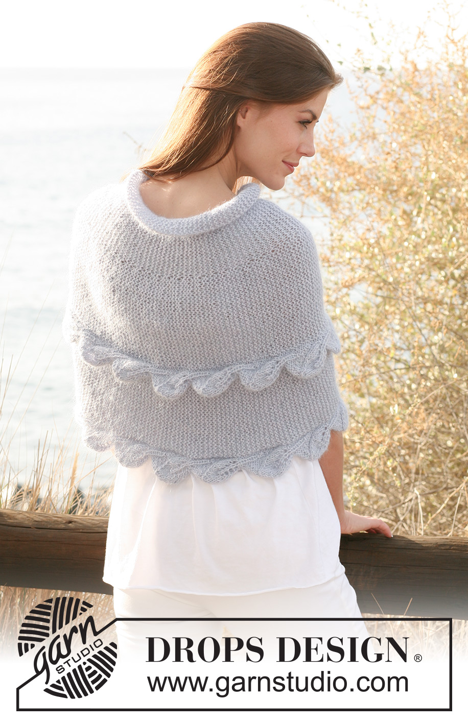 Way Beyond / DROPS 119-16 - Capa DROPS con patrón de hojas en “Alpaca” y “Kid-Silk”. Talla: S – XXXL.