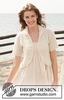 Meringue Perfection / DROPS 119-18 - DROPS Bolero i 2 tråder ”Kid-Silk” med rynkemønster rundt kanten. Str S - XXXL.