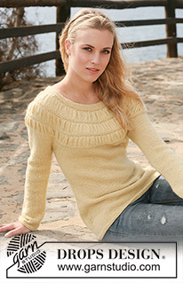 Eloise / DROPS 119-2 - DROPS tröja i ”Alpaca” med rynkmönster på oket. Stl S - XXXL.