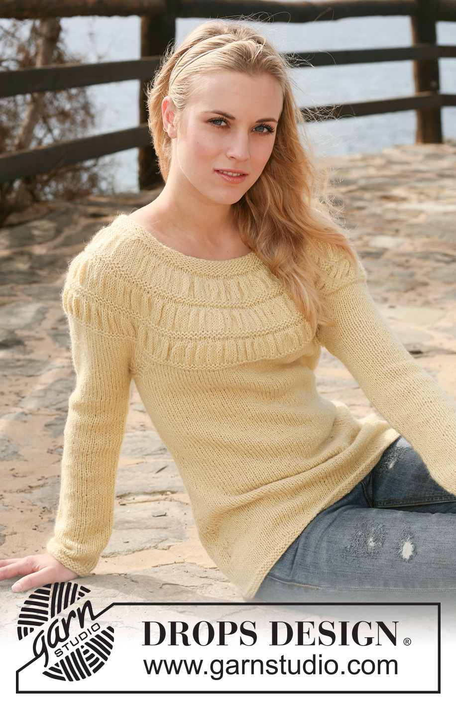 Eloise / DROPS 119-2 - DROPS tröja i ”Alpaca” med rynkmönster på oket. Stl S - XXXL.