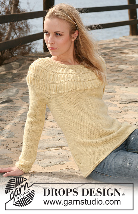 Eloise / DROPS 119-2 - DROPS tröja i ”Alpaca” med rynkmönster på oket. Stl S - XXXL.