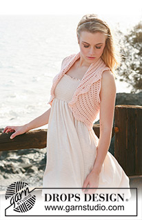 Peach Perfection / DROPS 119-22 - Heklet DROPS vest i ”Muskat”. Str S - XXXL.